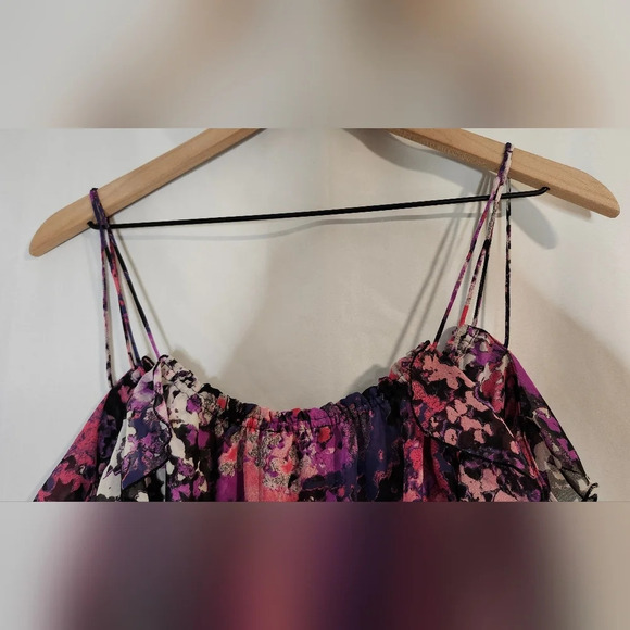 Express Women's Camisole Top Size Medium Floral Strappy Chiffon Y2K Whimsygoth - Picture 5 of 6